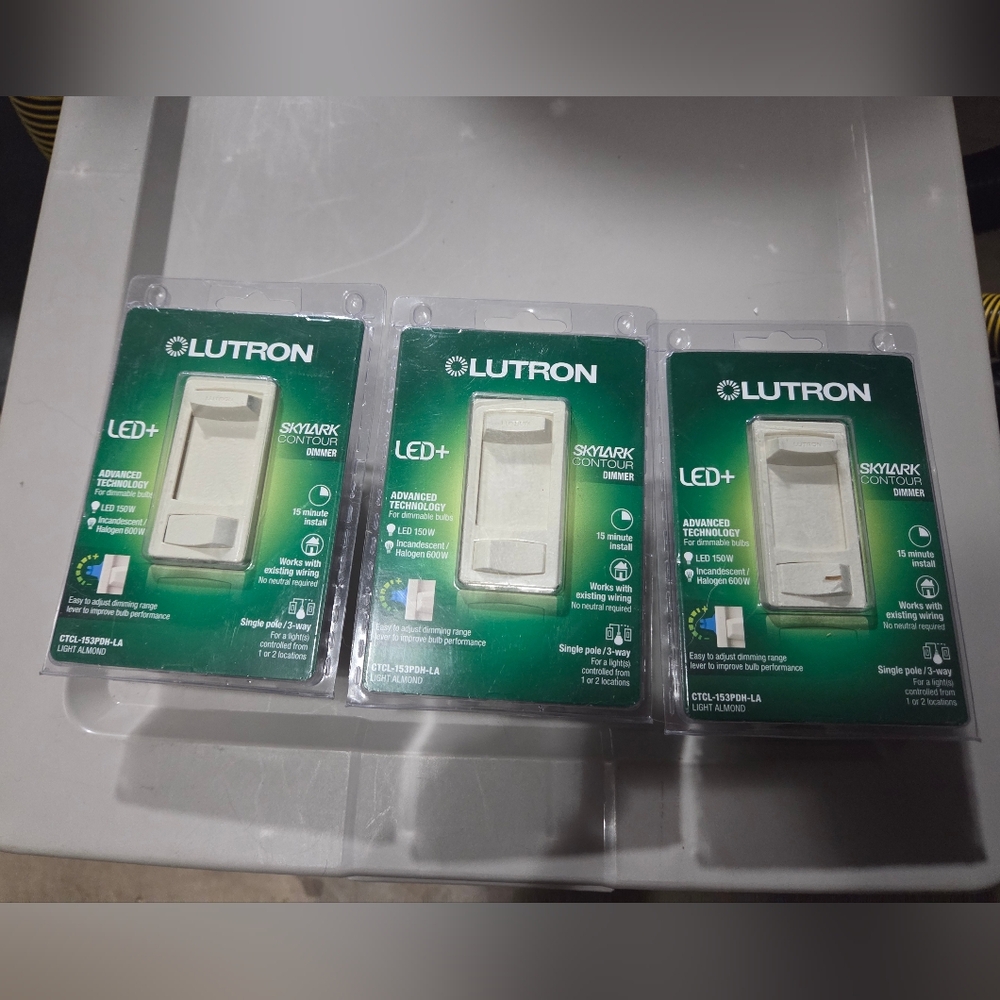 3 Lutron Skylark Contour LED+ Dimmer Switch (Model CTCL-153PDH-LA)